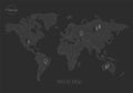 World map, design dark blackboard background