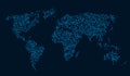 World map digital dots global technology background. Abstract data visualization network communication earth design. Royalty Free Stock Photo