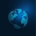 World map digital tech concept isolate on blue background, vector Royalty Free Stock Photo