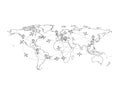 A world map displaying a dense network of interconnected points and lines Royalty Free Stock Photo