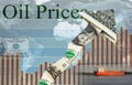 World map and dollar chart showing rising oil prices Royalty Free Stock Photo