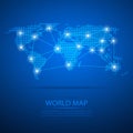 World map with dot nodes. Vector design dots map. Dots map background