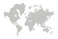 World map with dots, points. World map with continents, North and South America, Europe, Asia, Africa and Australia