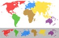 World map dotted colorful continents Royalty Free Stock Photo