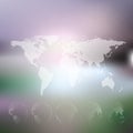 World map with dotted globes, abstract blurred Royalty Free Stock Photo