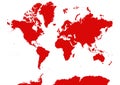 The World map dotted in red Pixel