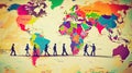 World map earth multicultural group of people integration diversity. Royalty Free Stock Photo