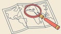 World Map Exploration, Magnifying Glass Global Discovery, vector design Generative AI Royalty Free Stock Photo