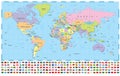 World Map and Flags - borders, countries and cities -illustration Royalty Free Stock Photo