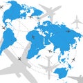 World map flight travel illustration
