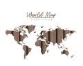 World map floral pattern with gray wood lines on white background