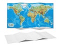 World map folded isolated on white background Royalty Free Stock Photo
