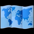 World map on folded paper