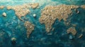 World Map Formed by Ocean Plastic Pollution Royalty Free Stock Photo