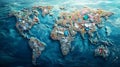 A World Map Formed by Plastic Pollution in the Ocean Royalty Free Stock Photo