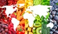 World map of fruits and vegetables. Fresh food. Concept Royalty Free Stock Photo