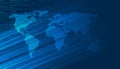 World map on futuristic digital dark blue background Royalty Free Stock Photo