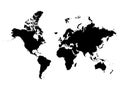 Detailed standard world map black silhouette icon vector on white background Royalty Free Stock Photo