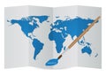 World Map Globe on the Paper from Drawing by Paint Brush Royalty Free Stock Photo