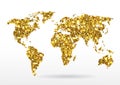 World map of gold glittering stars Royalty Free Stock Photo