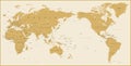 World Map Golden Detailed - Asia in Center