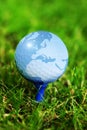 World map on golf ball