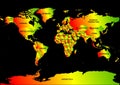 World Map Gradient Rainbow shades Style Dark Version