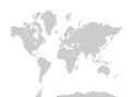 World map. Gray continents on white background. Asia, Africa, North America, South America, Antarctica, Europe, and Australia