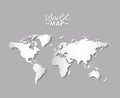 World map in grayscale color silhouette Royalty Free Stock Photo