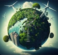 World map green planet Earth Day or Environment day concept. Generative AI Royalty Free Stock Photo