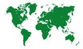 Green World map vector with shadow.