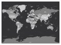 World map - grey colored on dark background. High detailed political map of World with country, capital, ocean and sea Royalty Free Stock Photo