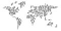 World map grey mosaic of small squares. Vector illustration