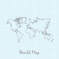 World map hand drawing, line sketch. Vector illustration Royalty Free Stock Photo