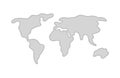 World map. Hand drawn simple stylized continents shape. Isolated gray vector illustration on white background