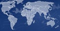 World map with hexagonal patterns, global network connections image