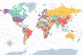 World Map - Highly Detailed Colored Vector Map of the World. Ideally for the Print Posters Royalty Free Stock Photo