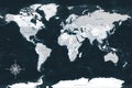 World Map - Highly Detailed Vector Map of the World. Ideally for the Print Posters. Black Blue Gray Colors. With Relief and Depth Royalty Free Stock Photo