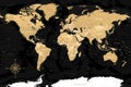 World Map - Highly Detailed Vector Map of the World. Ideally for the Print Posters. Black Golden Beige Retro Style. With Relief Royalty Free Stock Photo