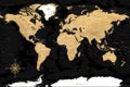 World Map - Highly Detailed Vector Map of the World. Ideally for the Print Posters. Black Golden Retro Style. With Relief and Royalty Free Stock Photo