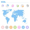World map icons set great for any use. Vector EPS10. Royalty Free Stock Photo