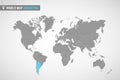 World map with the identication of Argentina. Map of Argentina. Political world map in gray color. America countries. Royalty Free Stock Photo