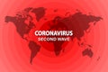World map with an illustration of the spread of the second wave of coronavirus. Vector illustration. Royalty Free Stock Photo