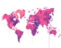 World map illustration in watercolor Royalty Free Stock Photo