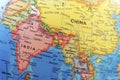 world map of india and china bordering with pakistan nepal and bangladesh Royalty Free Stock Photo