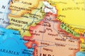 world map of india and pakistan with bordering cities Royalty Free Stock Photo