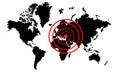 world map indicating turkey earthquake