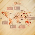 World map, infographic design illustration, wooden Royalty Free Stock Photo