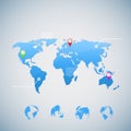 World map infographic with Globe icons Royalty Free Stock Photo