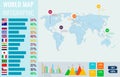 World map infographic template. All countries are selectable